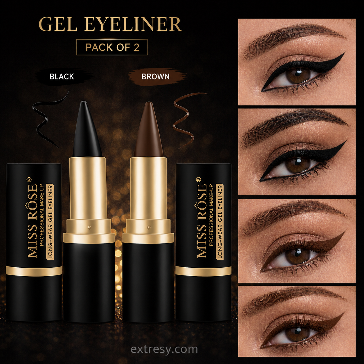 Waterproof Gel Eyeliner          (Pack of 2)
